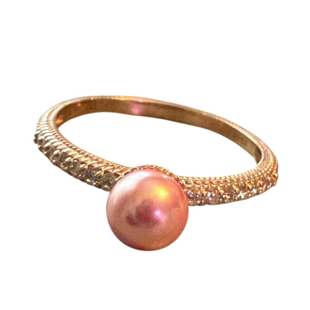 Judith Ripka 925 Sterling Silver Rose Gold Ring Size 8.75 NEW